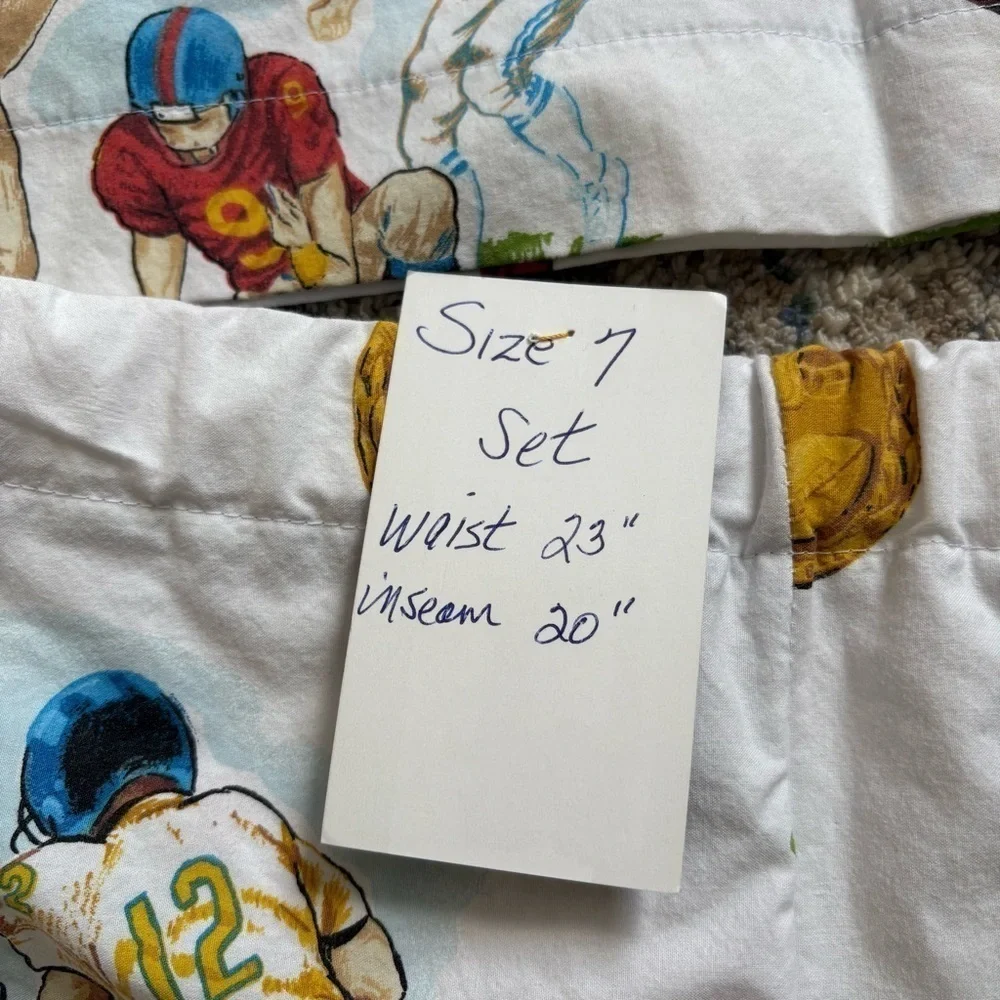 Vintage Boys Pajama Set Handmade Football Print size 7